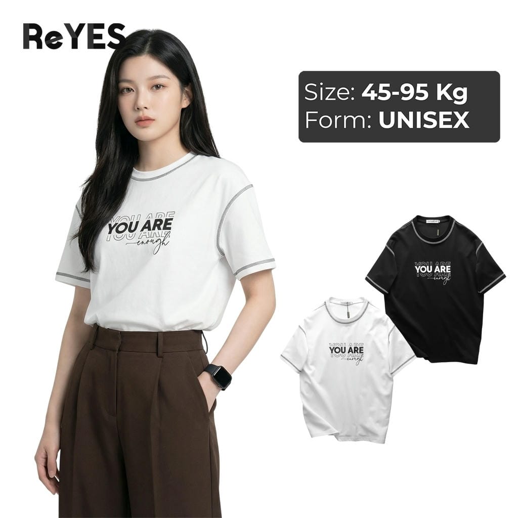 Áo Thun Unisex Nam Nữ ARE Form Rộng Cotton Mát, Áo Phông Unisex May Viền Nổi Cá Tính Mặc Đôi ReYES RUS007
