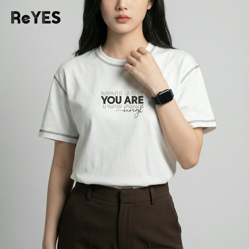Áo Thun Unisex Nam Nữ ARE Form Rộng Cotton Mát, Áo Phông Unisex May Viền Nổi Cá Tính Mặc Đôi ReYES RUS007 - Ảnh 6