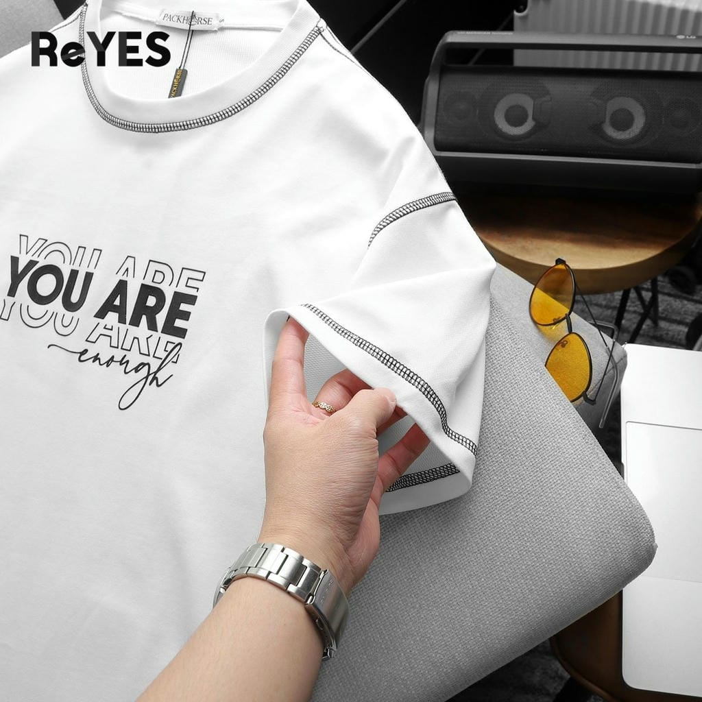 Áo Thun Unisex Nam Nữ ARE Form Rộng Cotton Mát, Áo Phông Unisex May Viền Nổi Cá Tính Mặc Đôi ReYES RUS007 - Ảnh 8