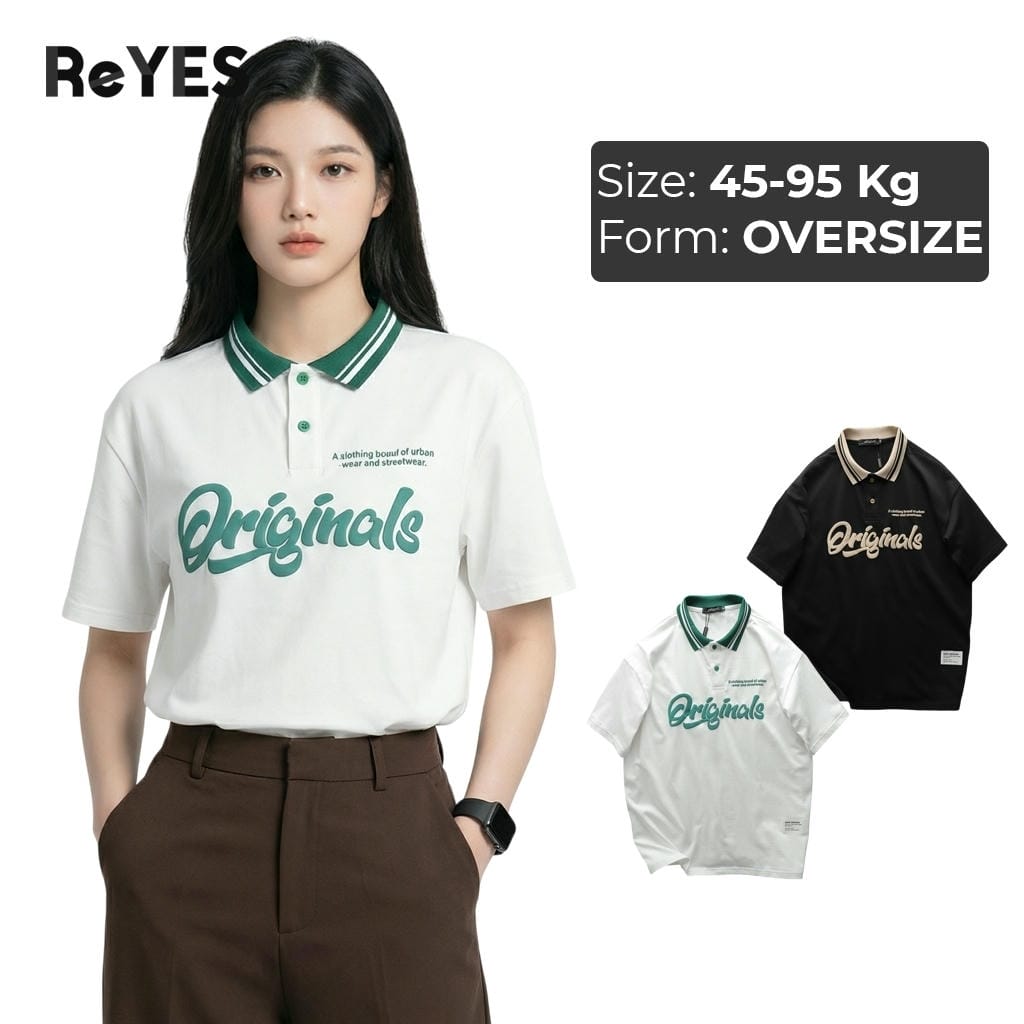 Áo thun unisex nam nữ cổ bẻ ORG form rộng oversize vải cotton khô thoáng mát mặc đi chơi đi học ReYES ROP002