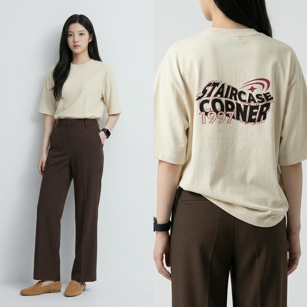 Alternative view of Áo thun unisex nam nữ CORNER cotton 100% form rộng oversize in hình sau lưng đi chơi đi học ReYES ROT014