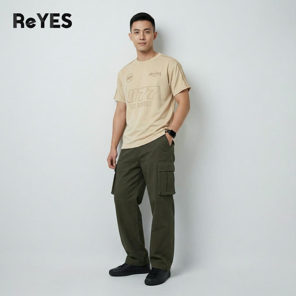 Alternative view of Áo thun unisex nam nữ form rộng 077 phối sọc vai cotton CPAU cao cấp mặc đôi đi chơi cực chất ReYES RUS006
