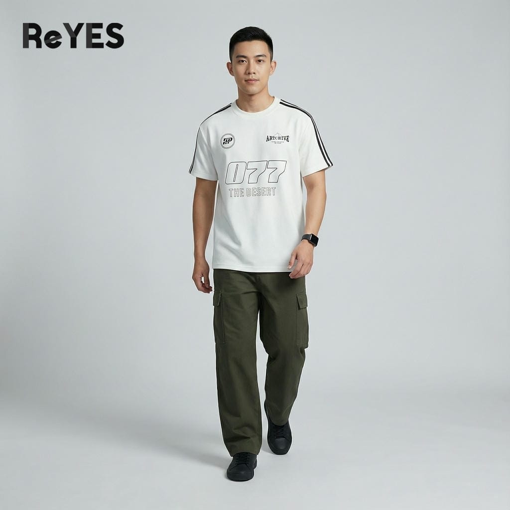 Áo thun unisex nam nữ form rộng 077 vải cotton CPAU mịn mát in hình thể thao năng động ReYES RUS006 - Ảnh 3