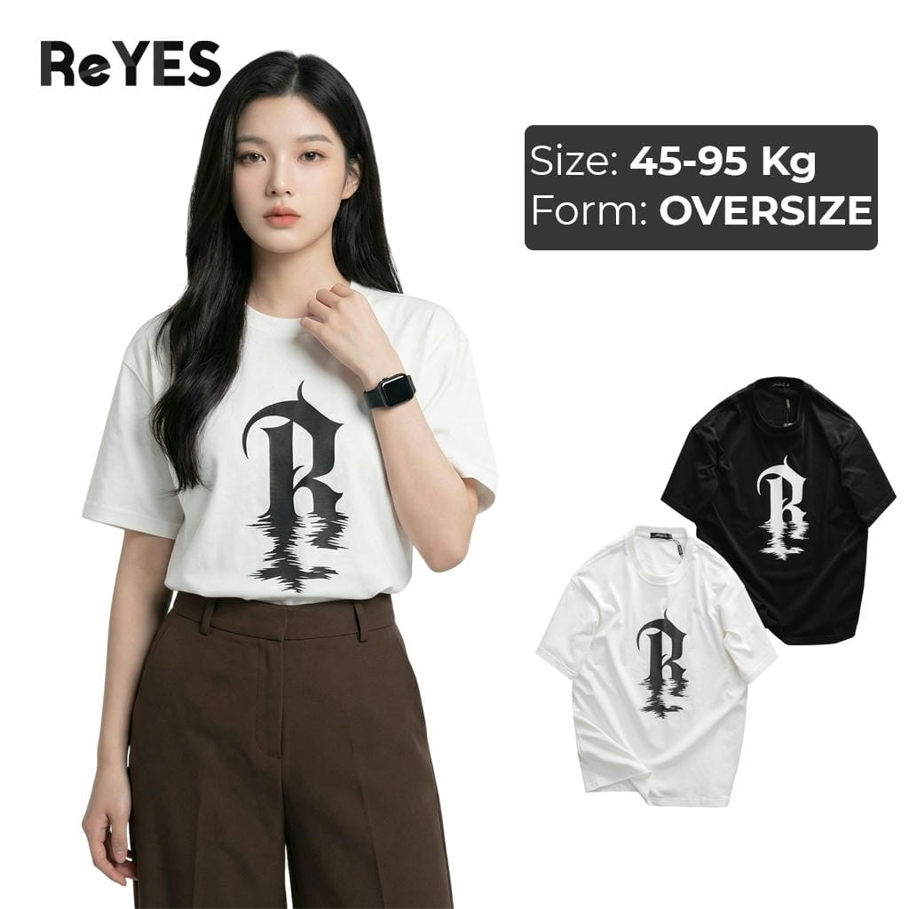 Áo thun unisex nam nữ form rộng chữ R phong cách streetwear áo phông oversize cotton 100% cực mát ReYES ROT012