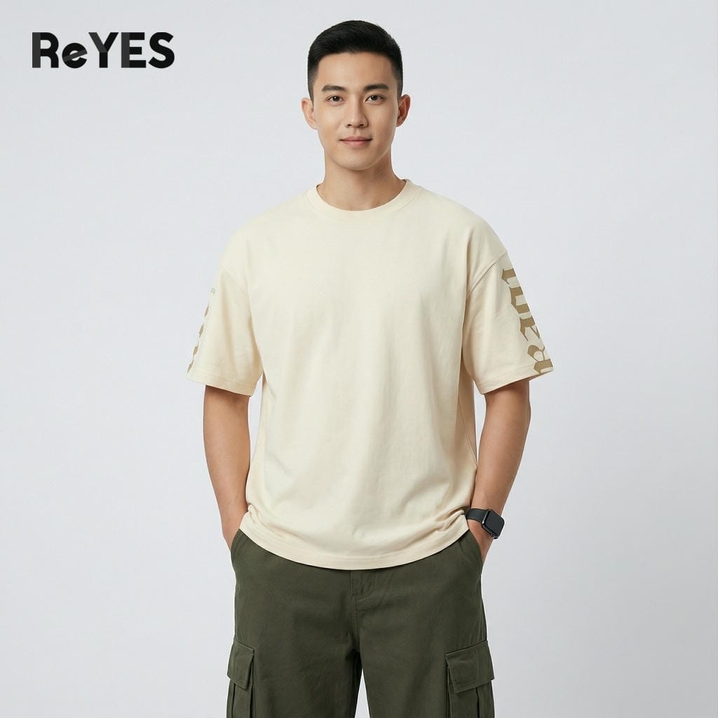 Áo thun unisex nam nữ form rộng oversize chất cotton 100% thấm hút mồ hôi họa tiết in tay đi học đi chơi ReYES ROT008 - Ảnh 6