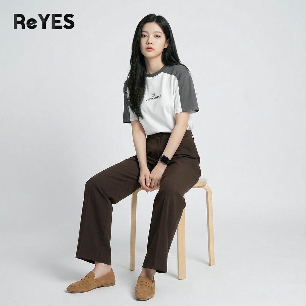 Alternative view of Áo thun unisex nam nữ form rộng oversize cotton 100% thấm hút mồ hôi áo phông nam nữ cổ tròn phối màu đẹp ReYES ROT009
