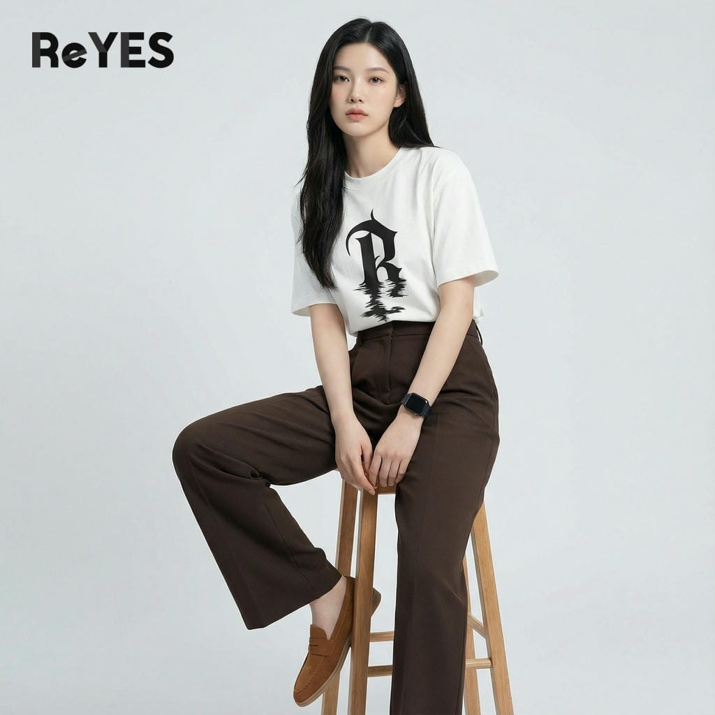Alternative view of Áo thun unisex nam nữ form rộng oversize cotton dệt gân in hình chữ R cá tính mặc đi học đi chơi ReYES ROT012