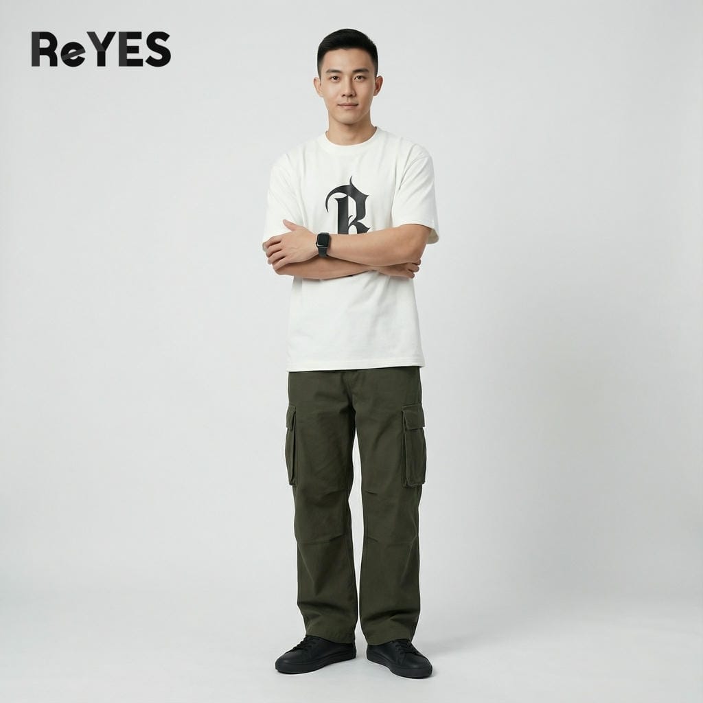 Áo thun unisex nam nữ form rộng oversize cotton dệt gân in hình chữ R cá tính mặc đi học đi chơi ReYES ROT012 - Ảnh 3