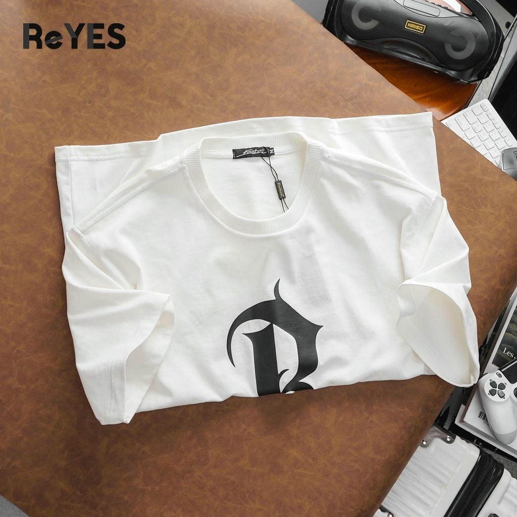Áo thun unisex nam nữ form rộng oversize cotton dệt gân in hình chữ R cá tính mặc đi học đi chơi ReYES ROT012 - Ảnh 8