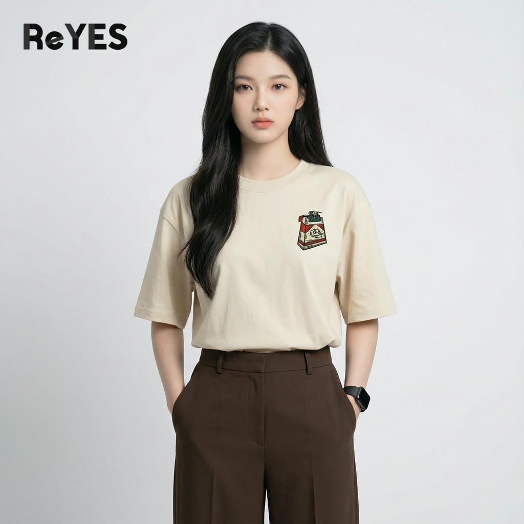 Áo thun unisex nam nữ form rộng oversize hình in độc lạ cotton 100% phối đồ cực cool đi học đi chơi ReYES ROT015 - Ảnh 4