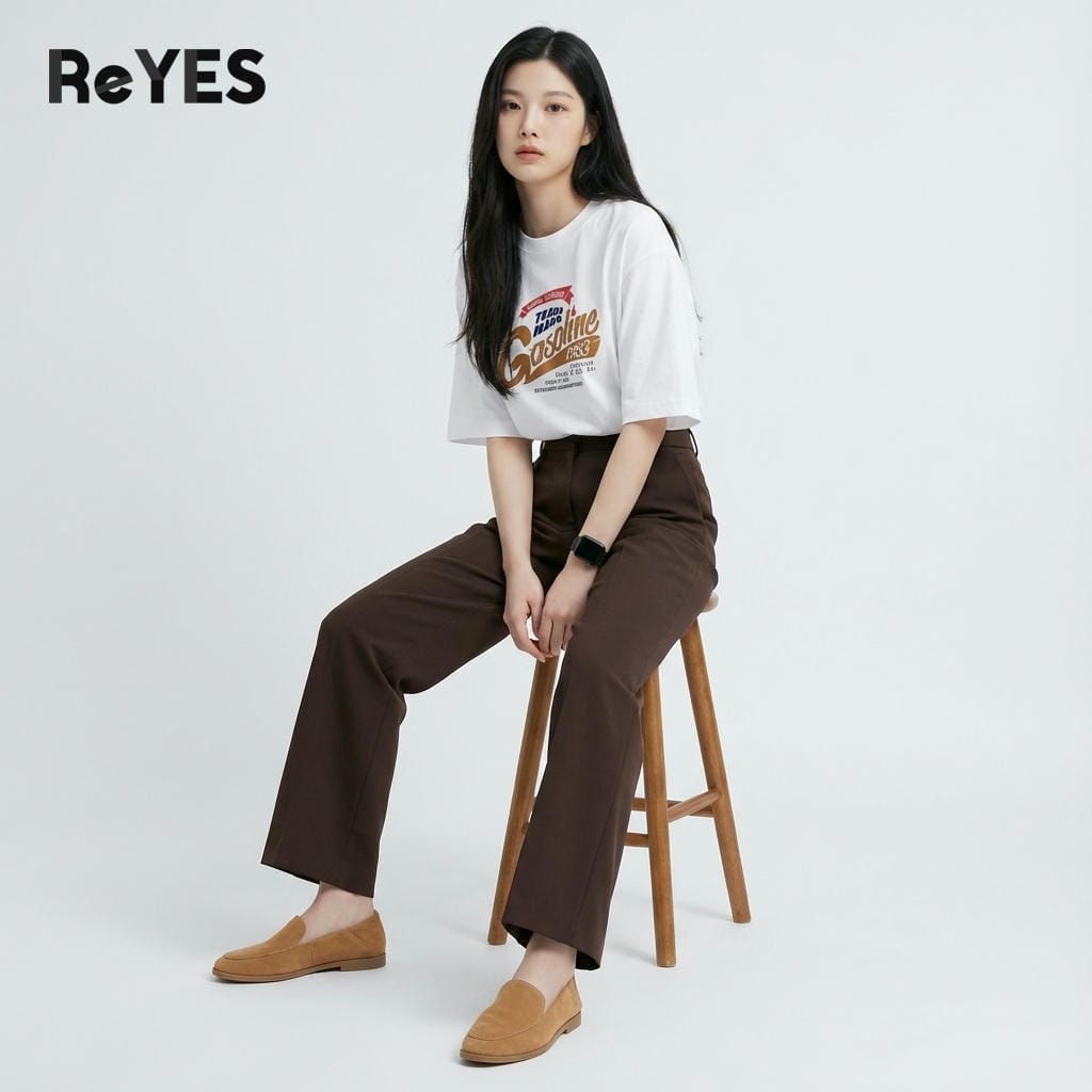 Alternative view of áo thun unisex nam nữ form rộng oversize ReYES ROT005 in hình gasoline cotton 100% đi học đi chơi mặc đôi