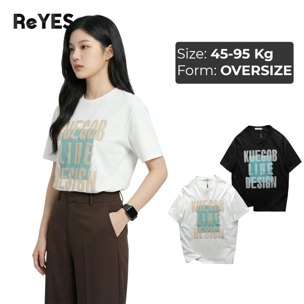 Áo thun unisex nam nữ form rộng oversize ReYES ROT010 chất cotton 100% thấm hút mồ hôi in chữ phong cách đi học đi chơi