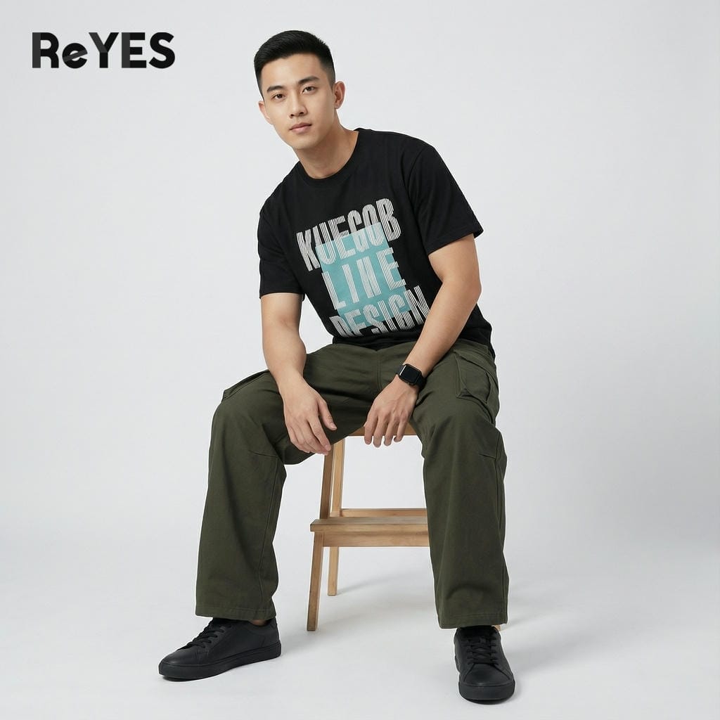 Alternative view of Áo thun unisex nam nữ form rộng oversize ReYES ROT010 chất cotton 100% thấm hút mồ hôi in chữ phong cách đi học đi chơi