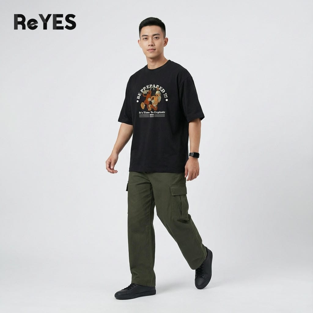 Áo thun unisex nam nữ form rộng oversize ReYES ROT016 vải cotton 100% áo phông nam nữ streetwear mặc đôi đi học - Ảnh 3