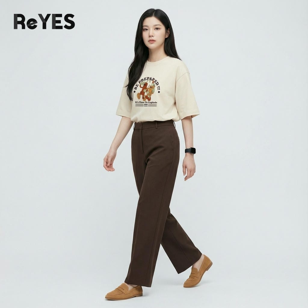 Áo thun unisex nam nữ form rộng oversize ReYES ROT016 vải cotton 100% áo phông nam nữ streetwear mặc đôi đi học - Ảnh 5
