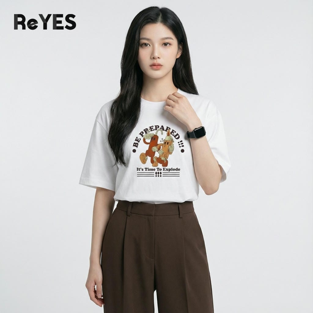 Áo thun unisex nam nữ form rộng oversize ReYES ROT016 vải cotton 100% áo phông nam nữ streetwear mặc đôi đi học - Ảnh 9