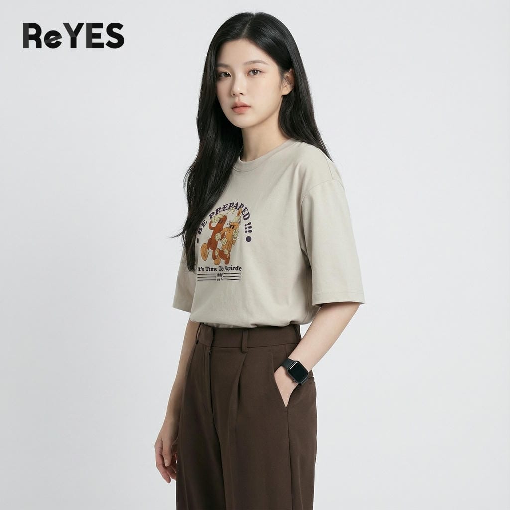 Alternative view of Áo thun unisex nam nữ form rộng oversize vải cotton 100% in hình ReYES ROT016 áo phông nam nữ đi chơi mặc đôi
