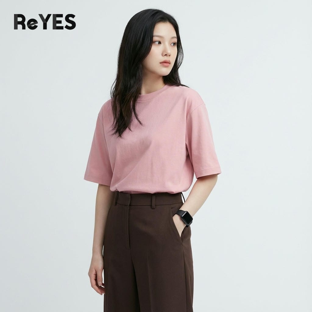 Áo thun unisex nam nữ form rộng oversize vải cotton 100% trơn basic mặc đôi đi học đi chơi ReYES ROT002 - Ảnh 6