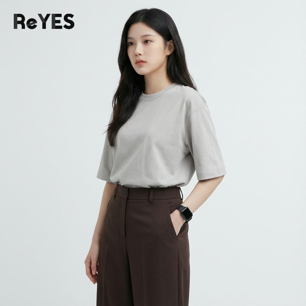 Áo thun unisex nam nữ form rộng oversize vải cotton 100% trơn basic mặc đôi đi học đi chơi ReYES ROT002 - Ảnh 8