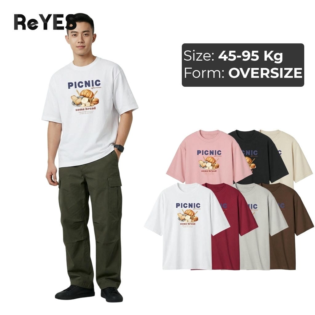 Áo thun unisex nam nữ form rộng PICNIC áo phông unisex oversize cotton 100% thấm hút mặc đôi đi chơi đi học ReYES ROT006