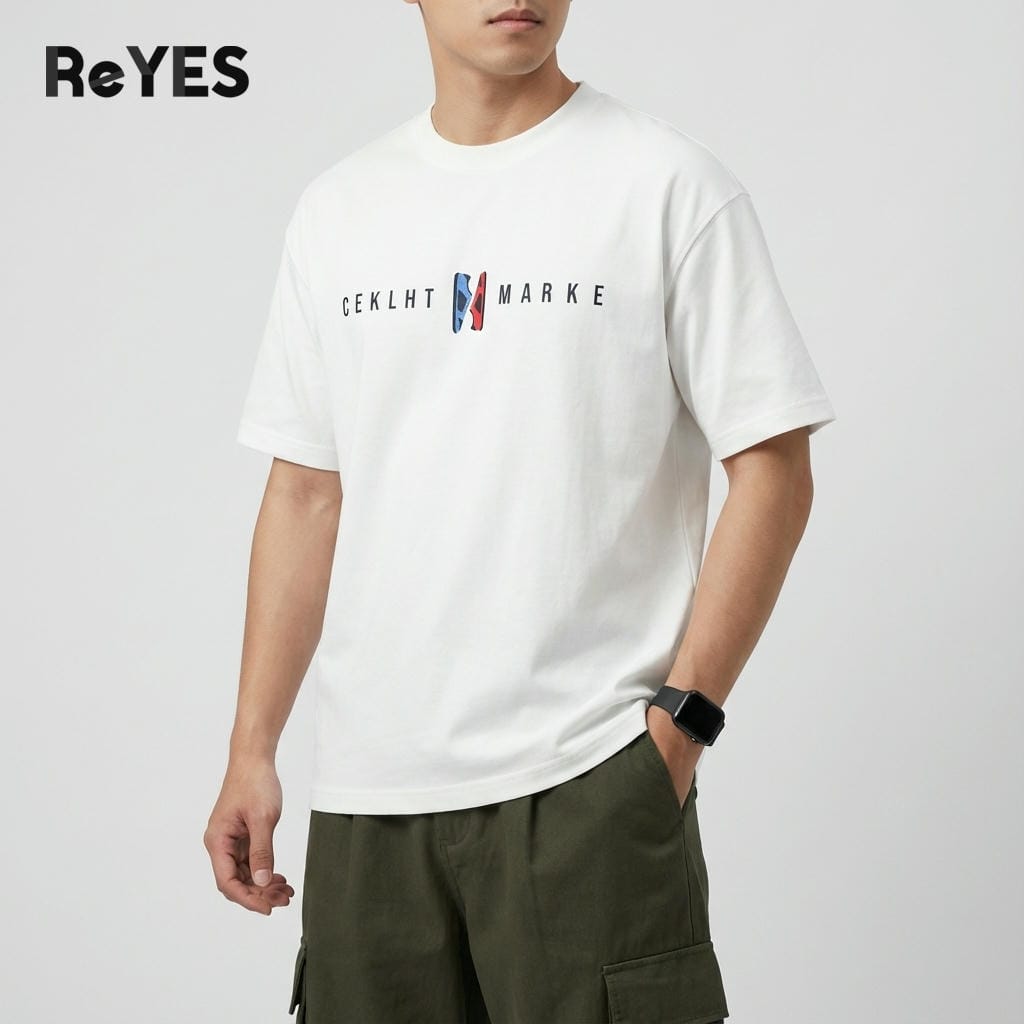 Áo Thun Unisex Nam Nữ Form Rộng Vải Cotton Khô 100% Dệt Gân Áo Phông Oversize Tay Lỡ Mát Mịn ReYES ROT001 - Ảnh 4