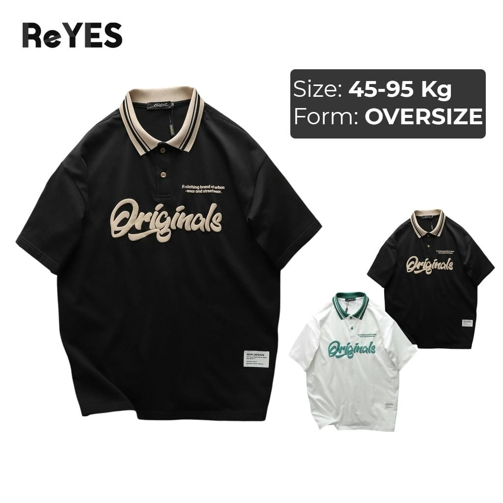 Áo thun unisex nam nữ Polo ORG form rộng vải Cotton khô in chữ nổi, áo phông unisex Oversize đi học đi chơi ReYES ROP002