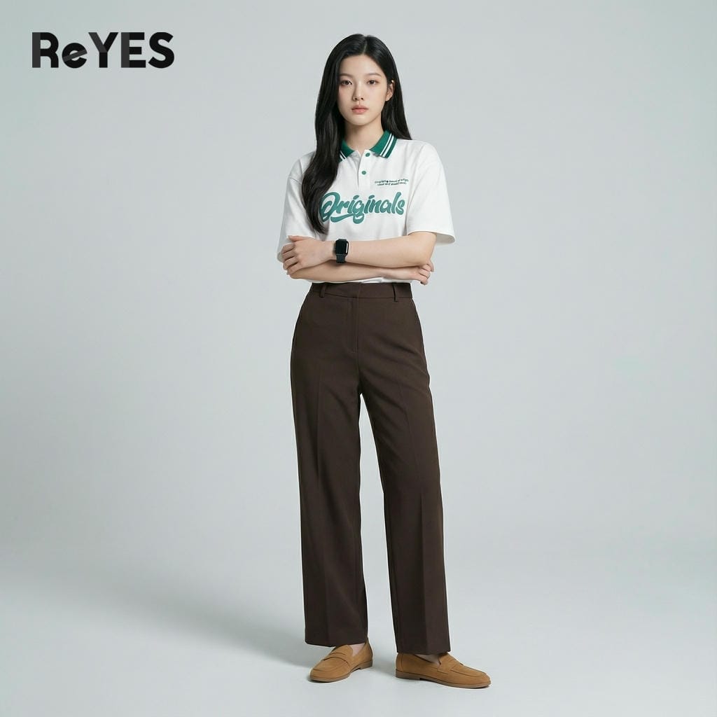 Alternative view of Áo thun unisex nam nữ Polo ORG form rộng vải Cotton khô in chữ nổi, áo phông unisex Oversize đi học đi chơi ReYES ROP002