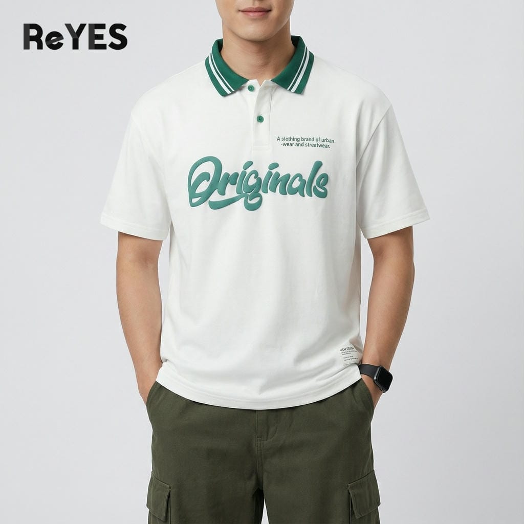 Áo thun unisex nam nữ Polo ORG form rộng vải Cotton khô in chữ nổi, áo phông unisex Oversize đi học đi chơi ReYES ROP002 - Ảnh 6