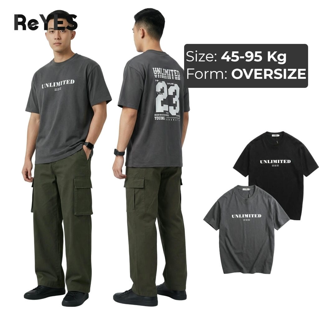 Áo thun unisex nam nữ ReYES ROT011 form rộng tay lỡ cotton 100% khô thoáng - Áo phông oversize in chữ basic