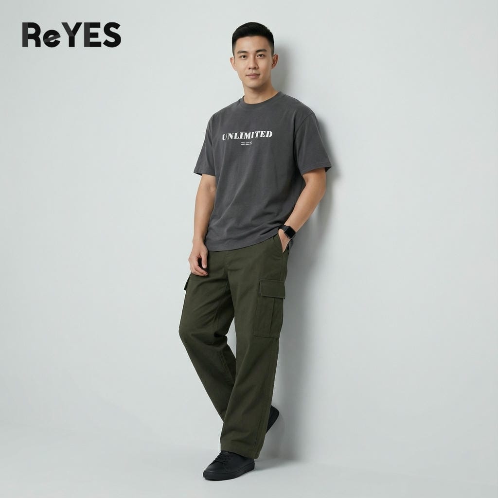 Áo thun unisex nam nữ ReYES ROT011 form rộng tay lỡ cotton 100% khô thoáng - Áo phông oversize in chữ basic - Ảnh 3
