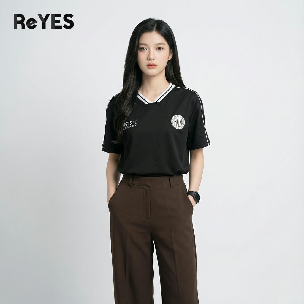 Alternative view of Áo thun unisex nam nữ West Side form rộng cotton thoáng mát áo phông unisex mặc đôi đi chơi ReYES RUS001