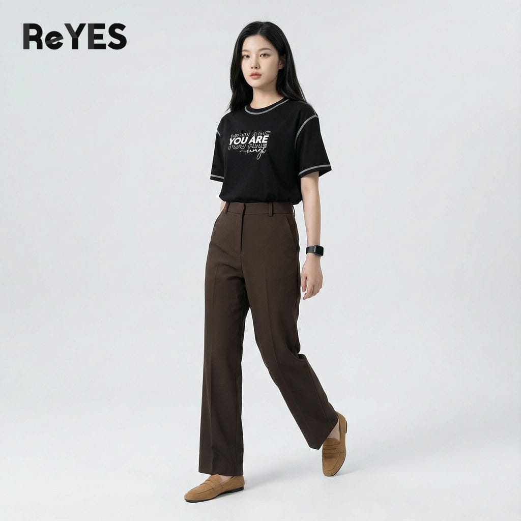 Alternative view of Áo thun unisex nam nữ YOU ARE form rộng, cotton CPAU mát, may lộn ngược nổi bật, màu trắng đen ReYES RUS007