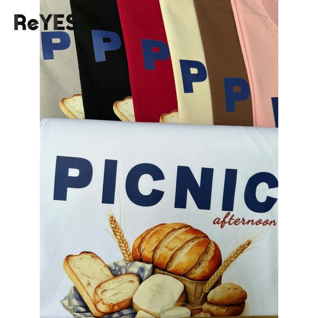Alternative view of Áo thun unisex nữ form rộng in hình PICNIC vintage - Áo phông oversize Cotton 100% mềm mát dễ thương ReYES ROT006
