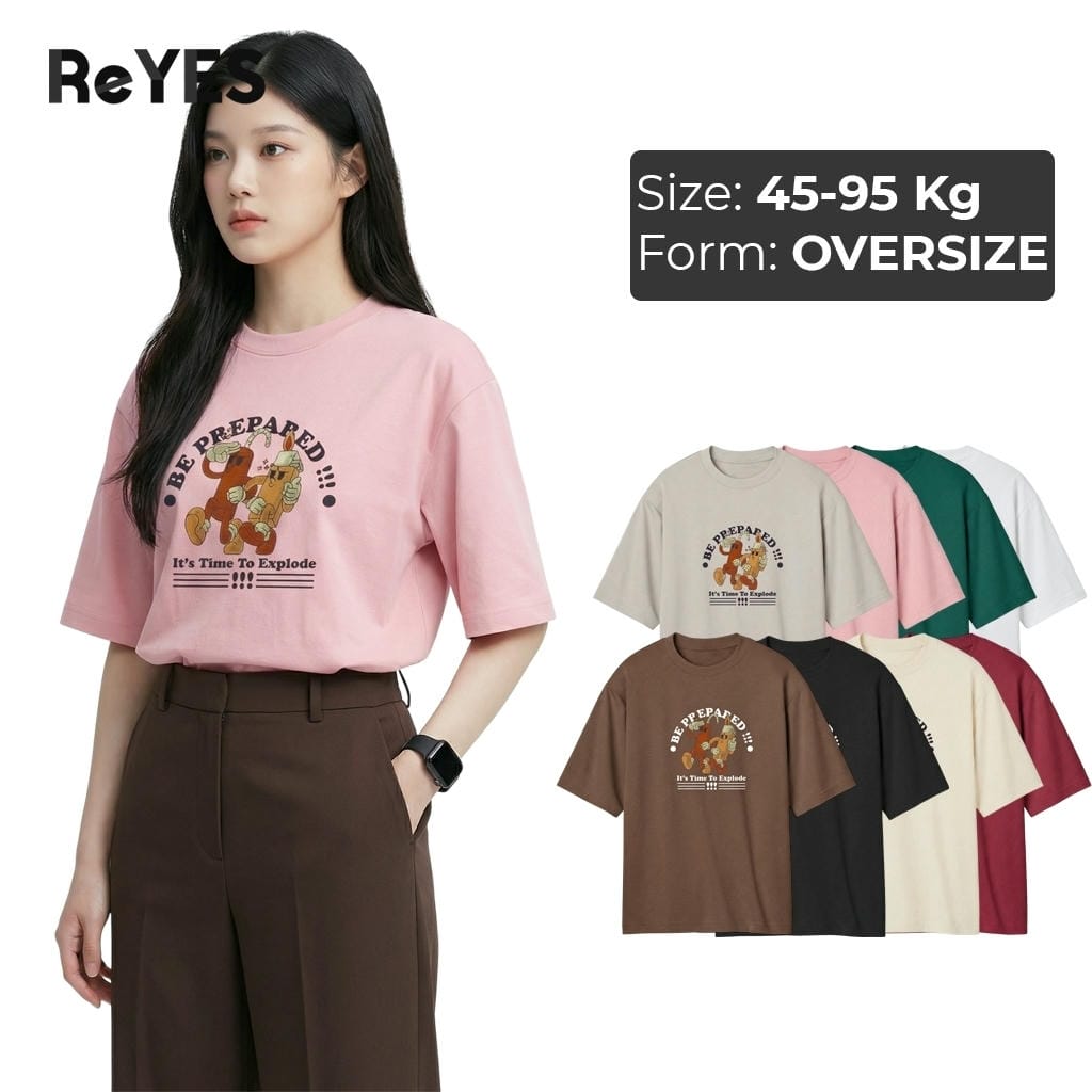 Áo thun unisex oversize BC in hình cartoon cotton 100% form rộng nam nữ đi chơi ReYES ROT016