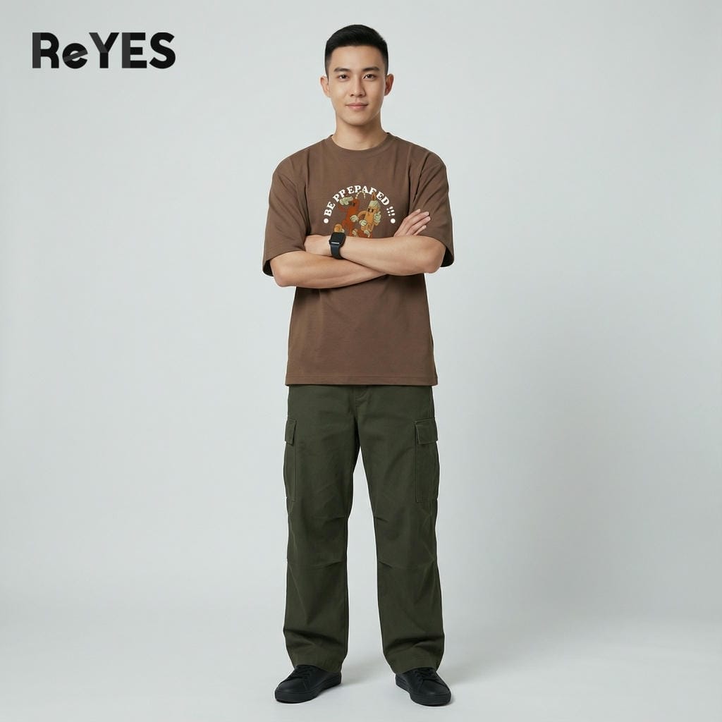 Alternative view of Áo thun unisex oversize BC in hình cartoon cotton 100% form rộng nam nữ đi chơi ReYES ROT016