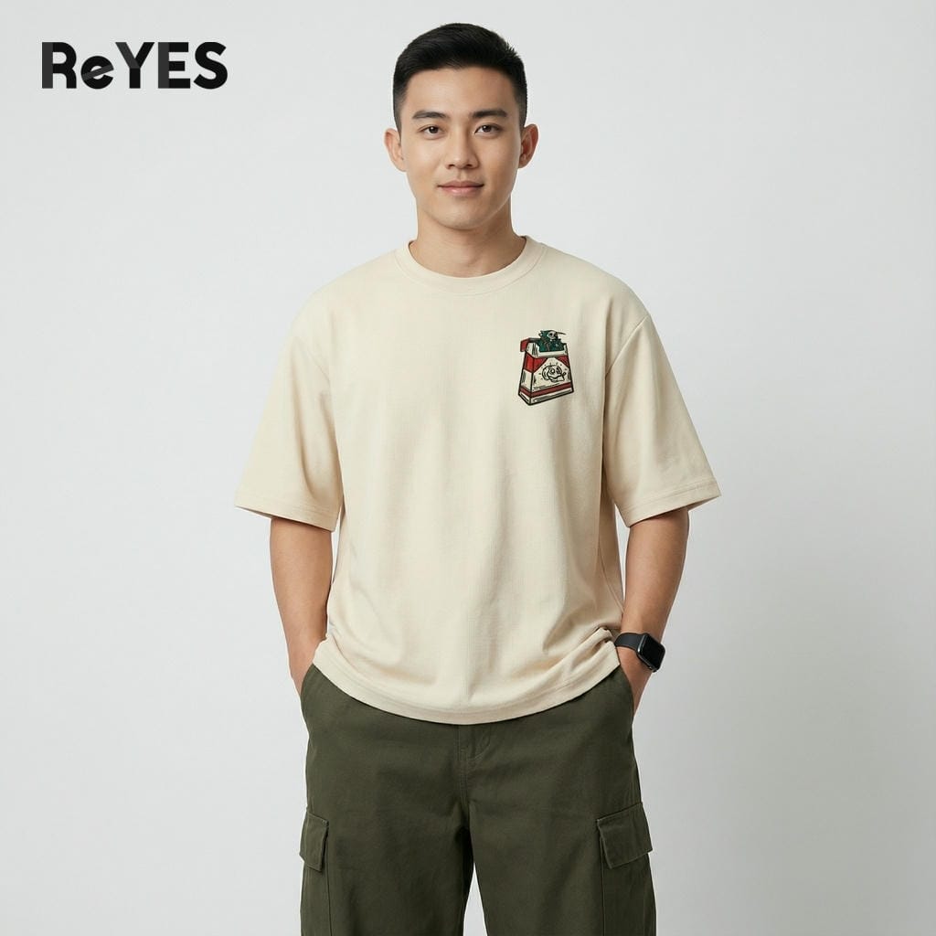 Áo thun unisex oversize BOX cotton 100% form rộng, in graphic, nhiều màu, đi học đi chơi ReYES ROT015 - Ảnh 4