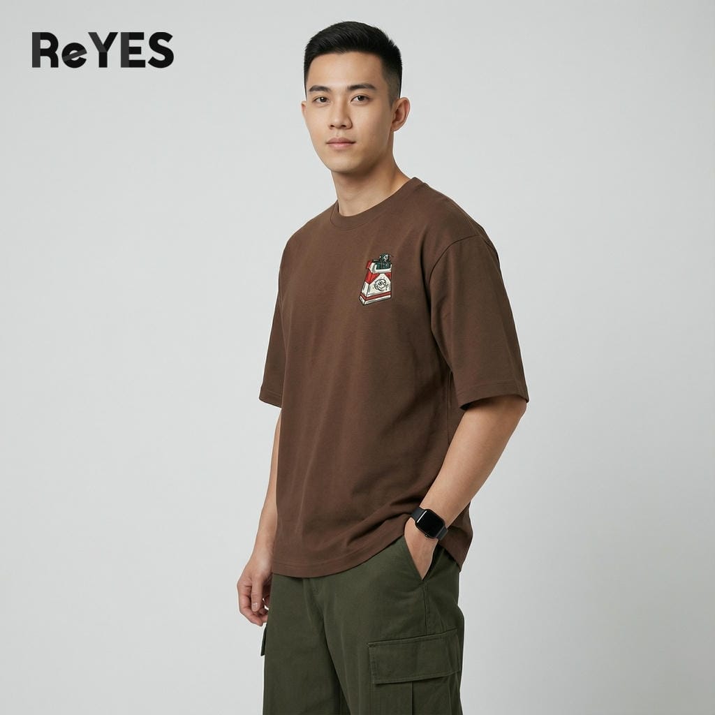 Áo thun unisex oversize BOX cotton 100% form rộng, in graphic, nhiều màu, đi học đi chơi ReYES ROT015 - Ảnh 6
