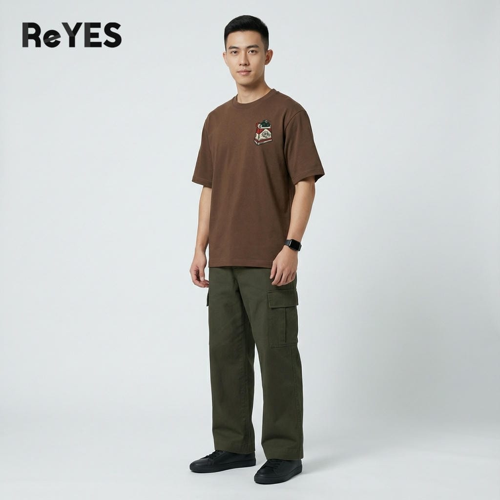 Alternative view of Áo thun unisex oversize BOX cotton 100% in hình chất chơi, mặc đi học đi chơi siêu thoải mái ReYES ROT015