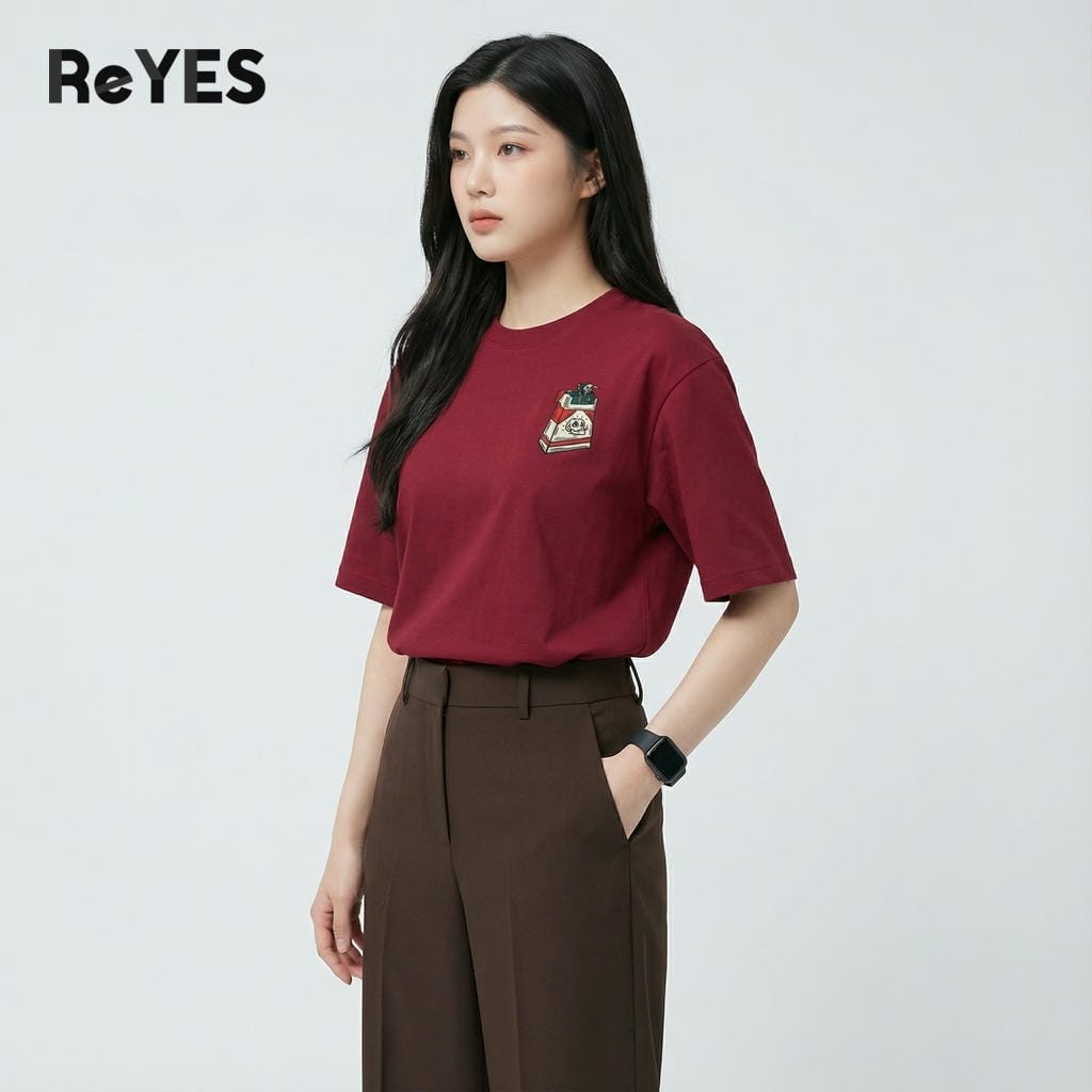 Áo thun unisex oversize BOX cotton 100% in hình phong cách streetwear, mặc đôi đi chơi đi học ReYES ROT015 - Ảnh 6
