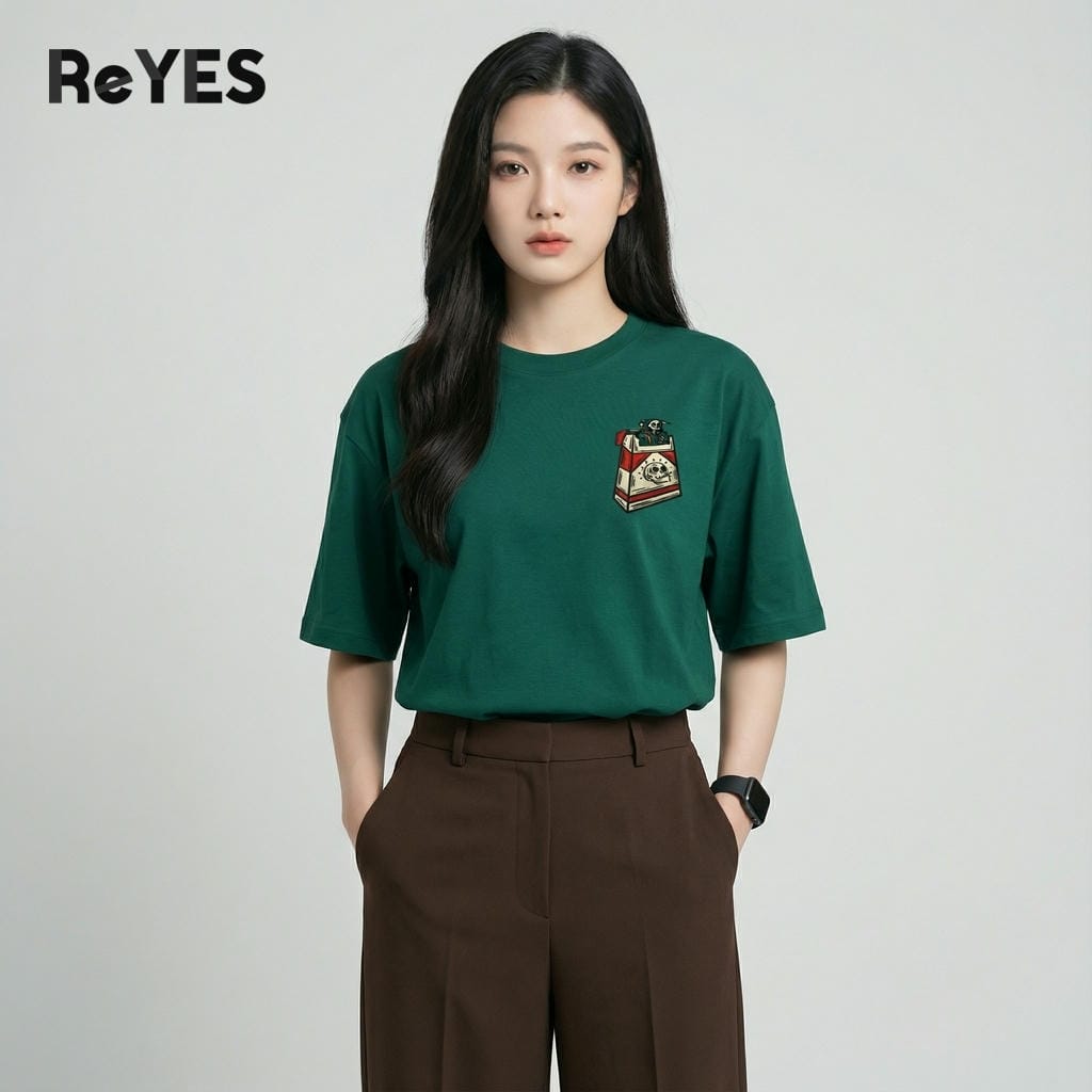 Áo thun unisex oversize BOX cotton 100% in hình phong cách streetwear, mặc đôi đi chơi đi học ReYES ROT015 - Ảnh 8