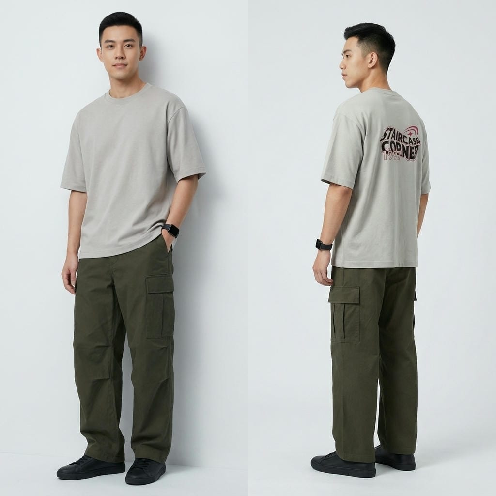 Alternative view of Áo thun unisex oversize CORNER cotton 100% form rộng, in chữ sau lưng, mặc đi học đi chơi ReYES ROT014