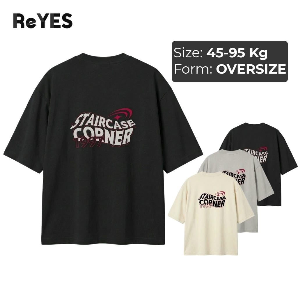 Áo thun unisex oversize CORNER cotton 100% form rộng, in sau lưng, đi học đi chơi ReYES ROT014