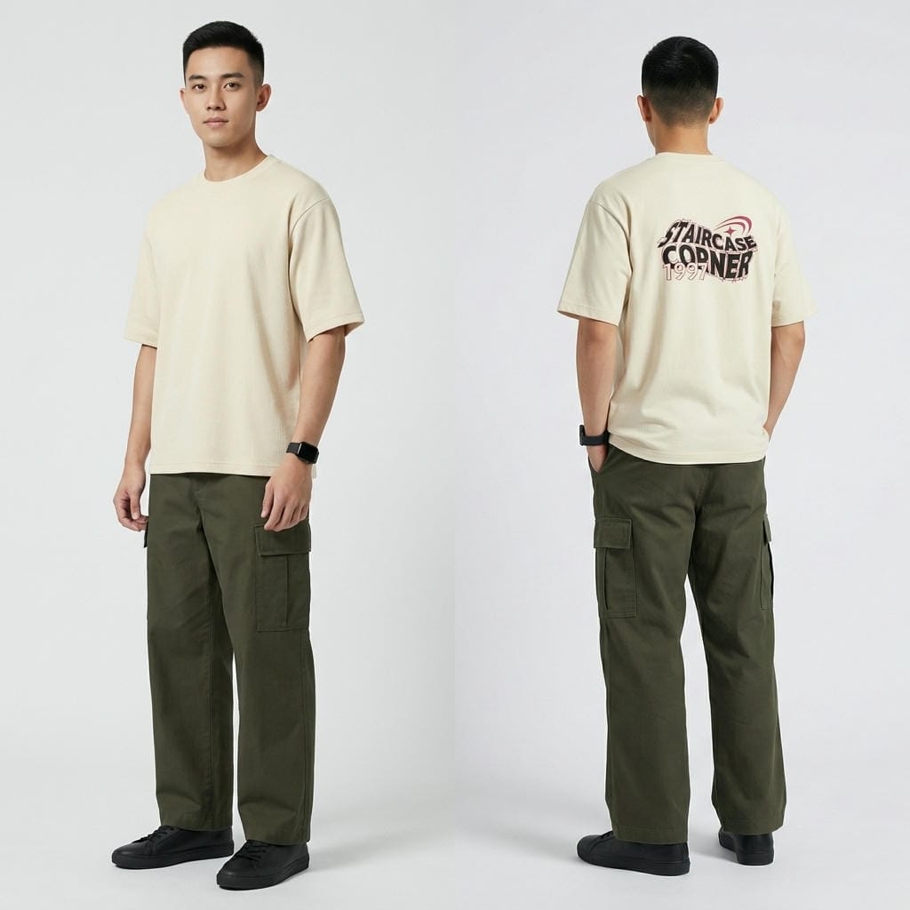 Áo thun unisex oversize CORNER cotton 100% form rộng, in sau lưng, đi học đi chơi ReYES ROT014 - Ảnh 4