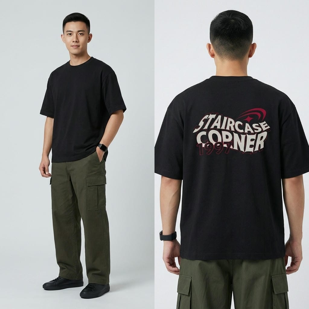 Áo thun unisex oversize CORNER cotton 100% form rộng, in sau lưng, đi học đi chơi ReYES ROT014 - Ảnh 5