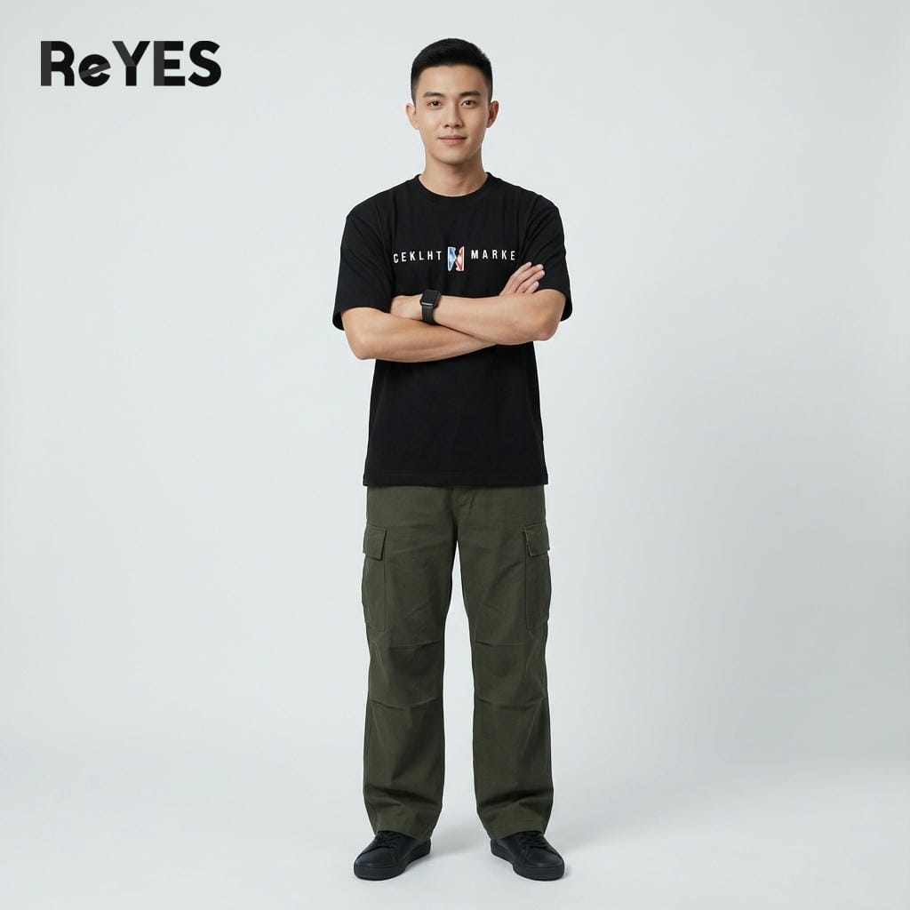 Alternative view of Áo thun unisex oversize cotton 100% form rộng basic đi học đi chơi nam nữ ReYES ROT001, màu trắng, đen