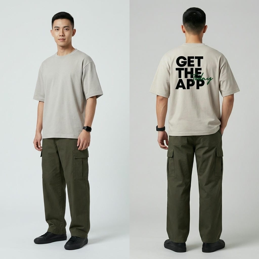 Áo thun unisex oversize Get The App cotton 100% form rộng nam nữ 3 màu basic ReYES ROT004 - Ảnh 3