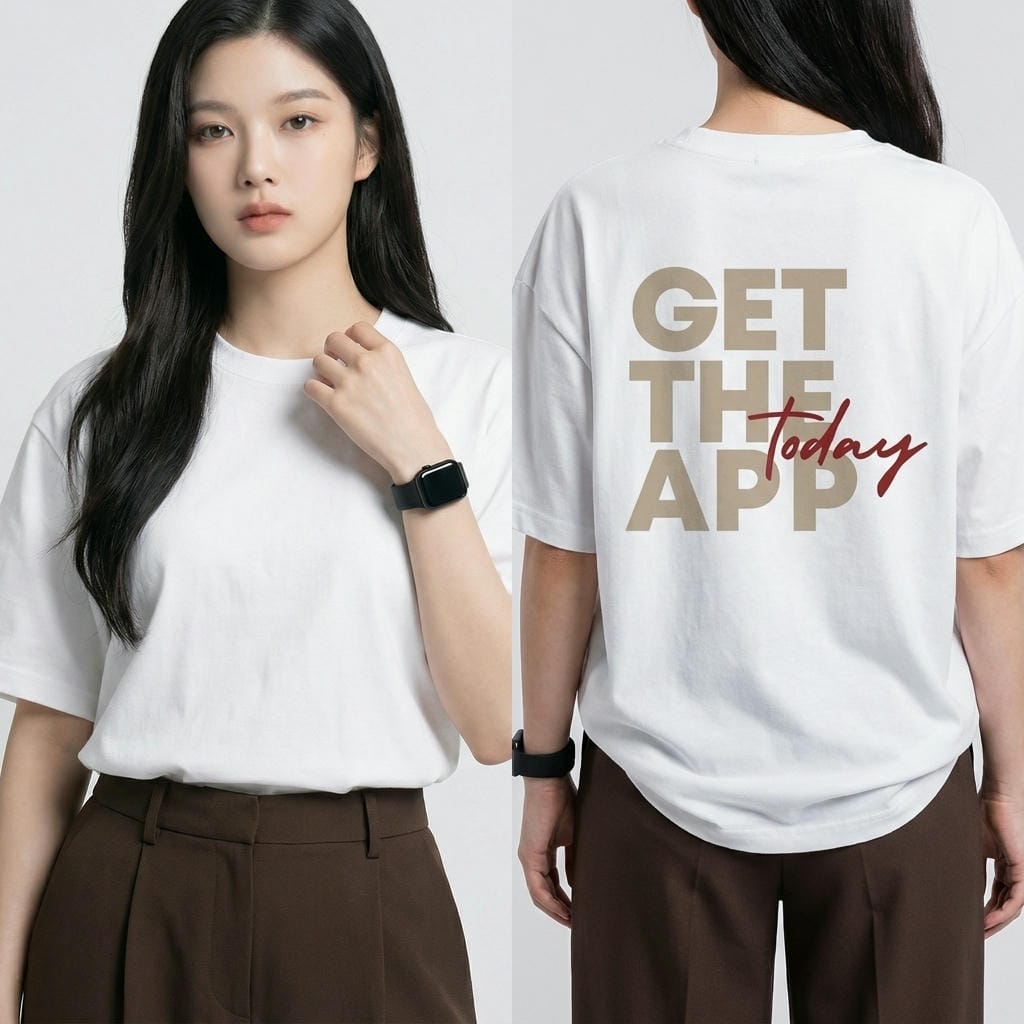 Áo thun unisex oversize Get The App cotton 100% form rộng nam nữ 3 màu basic ReYES ROT004 - Ảnh 4