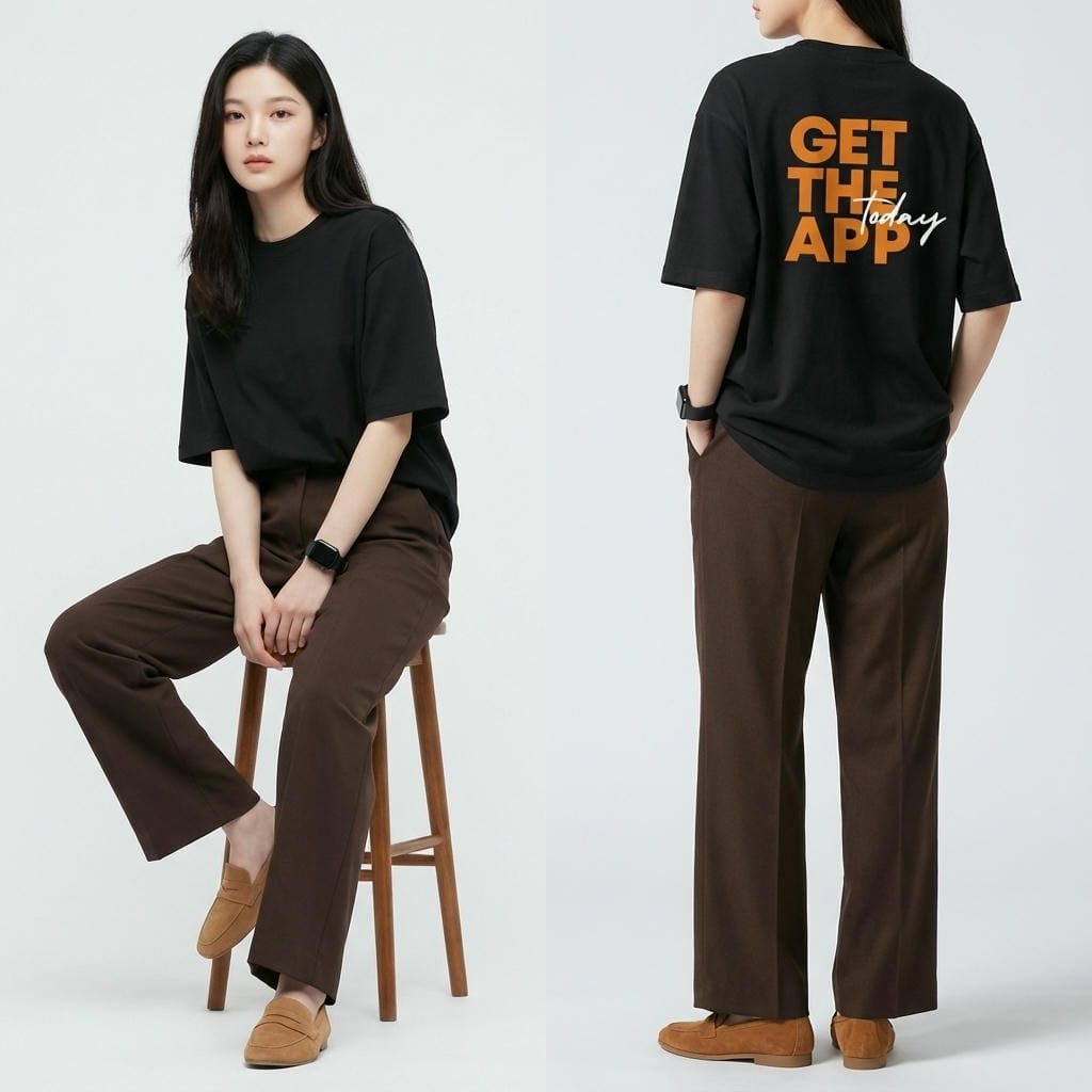 Áo thun unisex oversize Get The App cotton 100% form rộng nam nữ 3 màu basic ReYES ROT004 - Ảnh 6