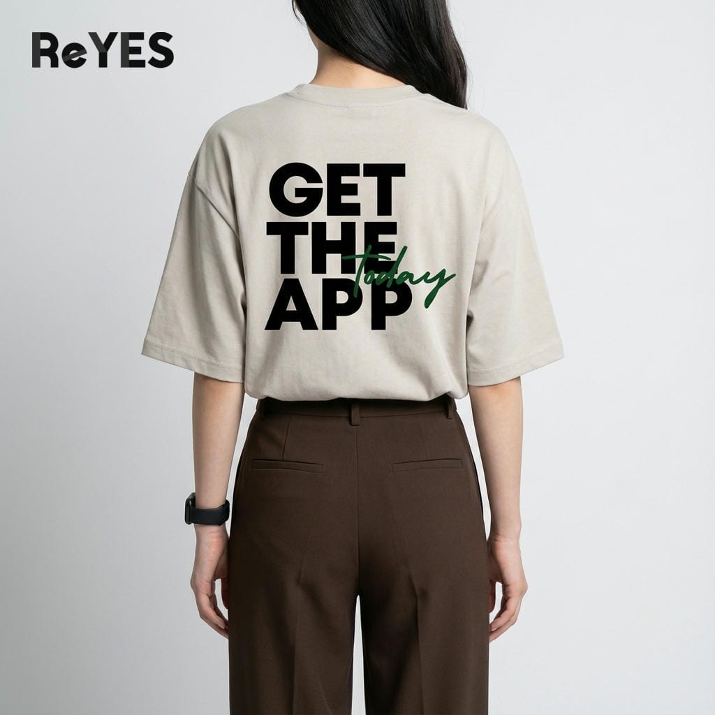 Áo thun unisex oversize Get The App cotton 100% form rộng nam nữ 3 màu basic ReYES ROT004 - Ảnh 7