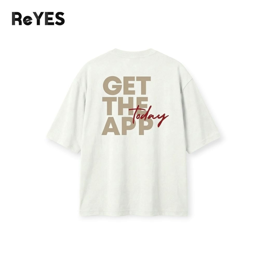 Áo thun unisex oversize Get The App cotton 100% form rộng nam nữ 3 màu basic ReYES ROT004 - Ảnh 9